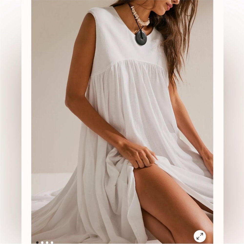 Free People Madelyn Midi Oversized Dress With Pockets In Ivory. NWOT! Sz L - Picture 2 of 7